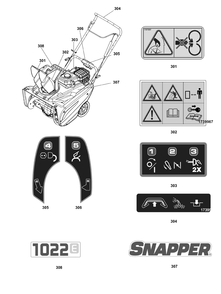 Decals Group Diagram and Parts List for 1696851-02-1022E  Briggs and Stratton Snow Blower